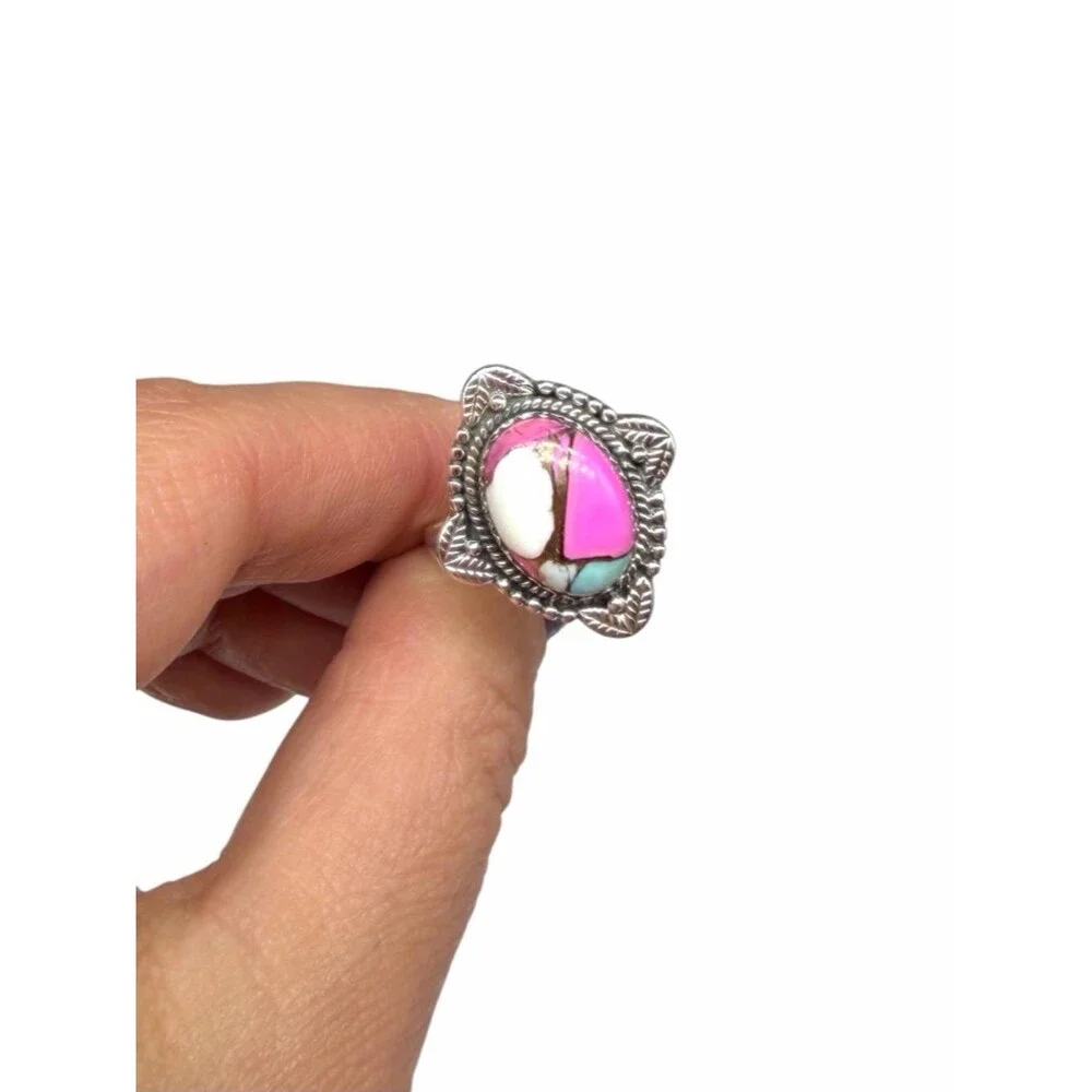 Cotton Candy Kingman Turquoise Ring Adjustable Size 7.5 - 10 925 Sterling Silver